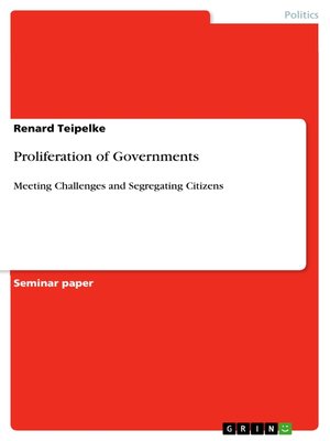 cover image of Proliferation of Governments